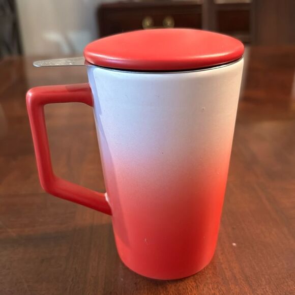 TEAVANA Tea Cup Mug with Lid Red White Gradient Starbucks - Picture 3 of 9